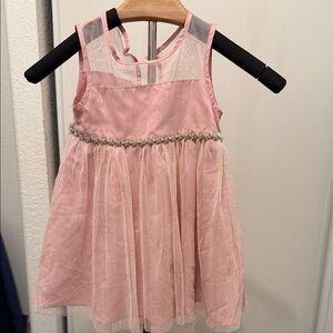 Rare‎ Too Pink Fancy, Formal Dress with Sheer Accents and Gold Flowers Size 2T